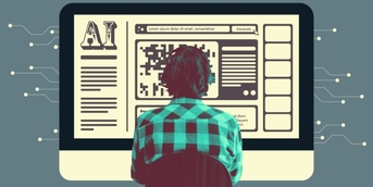 Um programador sentado na frente do ecrã
